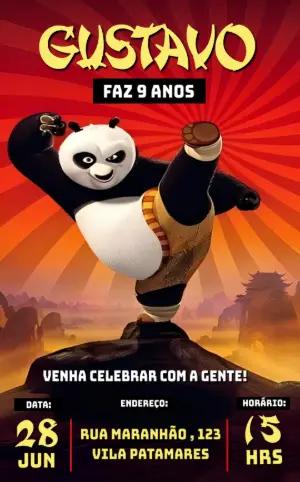 Convite de Aniversário Kung Fu Panda para Editar Online