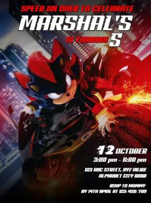 Editable Shadow Sonic Birthday Party Invitation