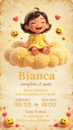 Convite de Aniversário Infantil Emojis 3D Modelo Editável