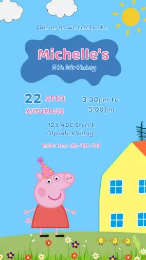 Animated Peppa Pig Birthday Video Invitation Template