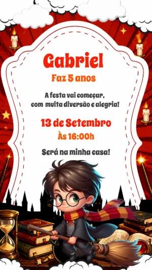 Convite de Aniversário Harry Potter Digital para Editar