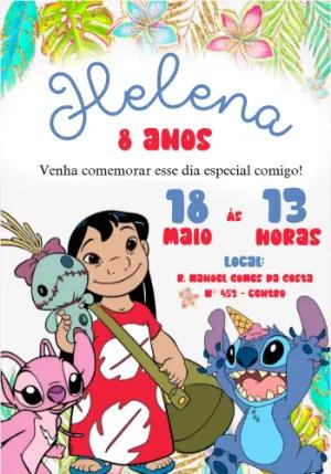 Convite Aniversário Lilo e Stitch para Editar Online