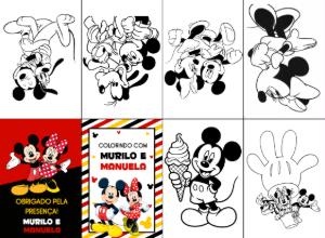 Livro de Colorir Mickey e Minnie para Festa Editável Online