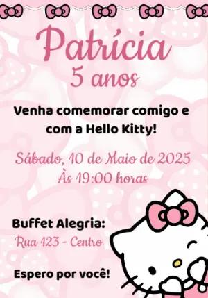 Convite de Aniversário Hello Kitty Editável Online para Imprimir