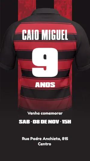 Convite Aniversário Futebol Camisa de Time para Editar Online