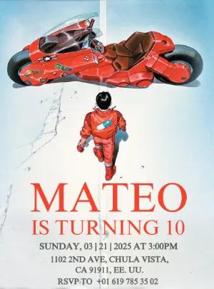 Akira Inspired Birthday Invitation | Editable Digital Template