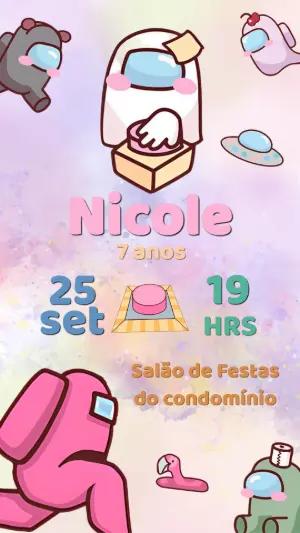 Convite Animado Aniversário Among Us para Editar Online