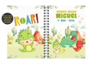 Capa de Agenda Escolar Dinossauros para Editar Online