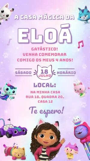 Convite de Aniversário A Casa Mágica da Gabby para Editar
