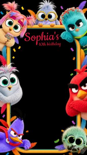 Angry Birds 2 Birthday Photo Frame Editable Template