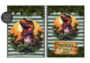 Capa de Agenda Dinossauro T-Rex para Editar Online