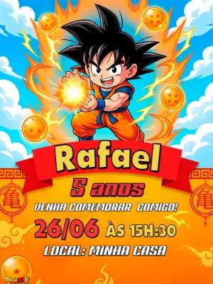 Convite Digital Dragon Ball Z: Modelo Editável com Goku Infantil