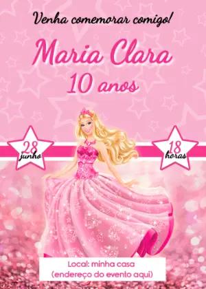 Convite de Aniversário Barbie Princesa para Editar Online