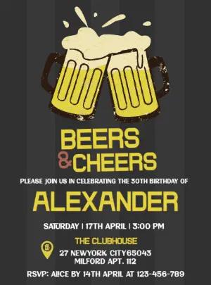 Beers & Cheers Birthday Invitation to Edit Online