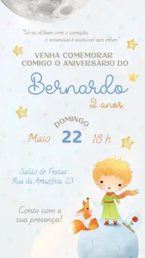 Convite Aniversário O Pequeno Príncipe Editável Online