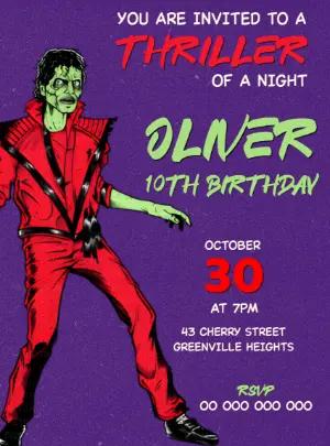 Thriller Themed Birthday Invitation - Editable Digital Template