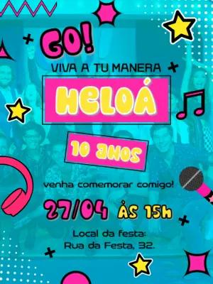 Convite Aniversário Go! Viva a Tu Manera para Editar Online