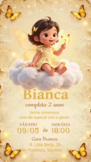 Convite de Aniversário Fada e Borboletas Encantadas Editável