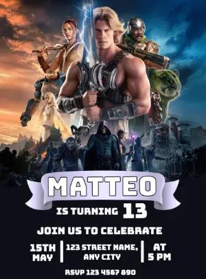 Masters of the Universe Editable Birthday Invitation Template