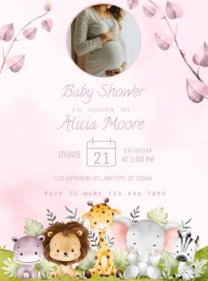 Cute 'Bearly Wait' Safari Baby Shower Digital Invitation