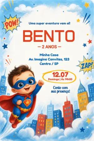 Convite de Aniversário Super Homem Baby Editável