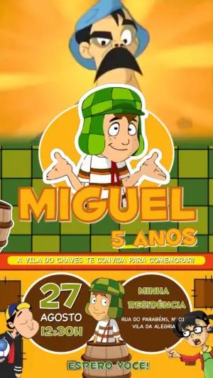 Convite Animado de Aniversário do Chaves para Editar