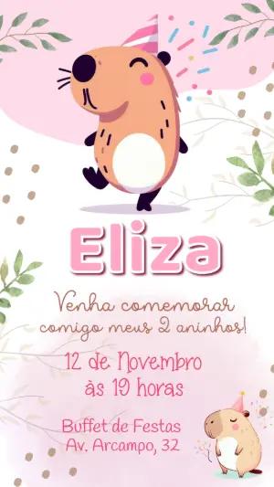 Convite de Aniversário Capivara para Editar Online