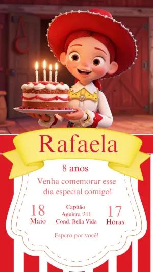 Convite de Aniversário Jessie Toy Story Digital para Editar