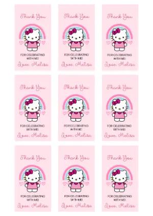 Cute Hello Kitty Birthday Favor Tags Editable Template