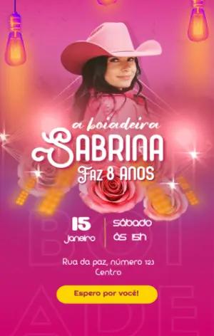 Convite Digital Festa Country Boiadeira Rosa Editável