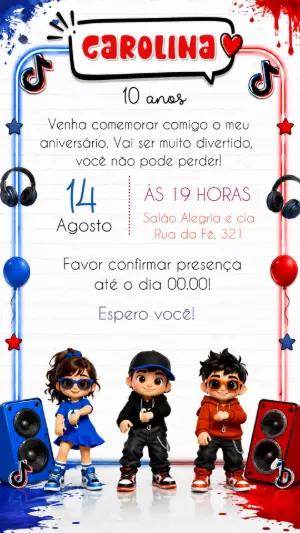 Convite Animado de Aniversário TikTok para Editar Online