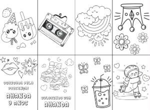 Mini Livro de Colorir VSCO Girl Patins Editável para Festa
