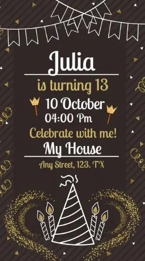 Gold & Black Birthday Invitation Editable Template