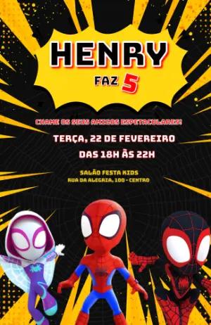 Convite de Aniversário Spidey e Amigos Editável