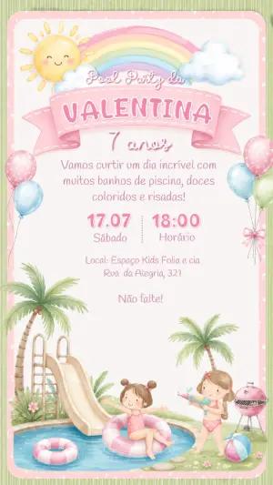 Convite Digital Festa na Piscina Infantil para Editar