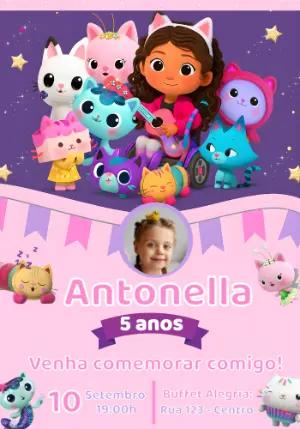 Convite Aniversário A Casa Mágica da Gabby com Foto para Editar