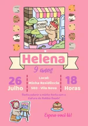 Convite de Aniversário Bobbie Goods com Ursinhos para Editar