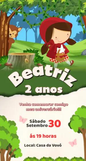 Convite de Aniversário Chapeuzinho Vermelho Editável