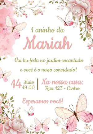 Convite Aniversário Jardim Encantado Borboletas Editável