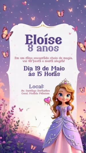 Convite de Aniversário Princesa Encantada para Editar
