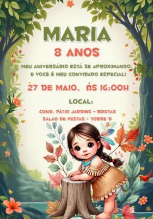 Convite de Aniversário Índia Menina para Editar Online