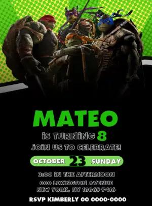 Ninja Turtles Birthday Party Invitation | Editable Template