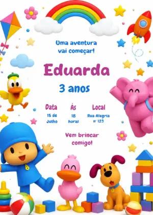 Convite de Aniversário Pocoyo para Editar