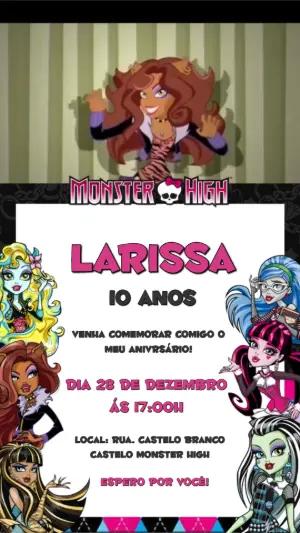 Convite Animado Monster High Aniversário para Editar