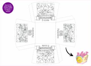Caixa Cachepot de Aniversário para Colorir Editável Online