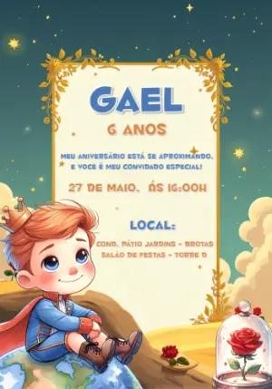 Convite de Aniversário Pequeno Príncipe para Editar Online