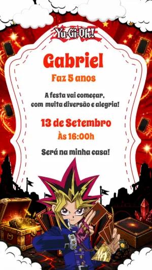 Convite de Aniversário Yu-Gi-Oh! Modelo Digital Editável