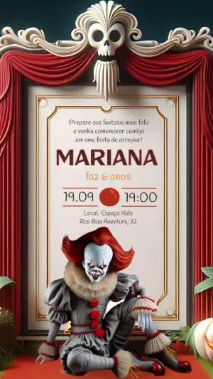 Convite de Aniversário It Pennywise Modelo Editável