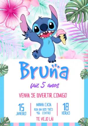 Convite de Aniversário Stitch Tropical para Editar Online
