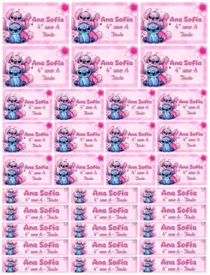 Etiquetas Escolares Stitch e Angel para Editar e Imprimir